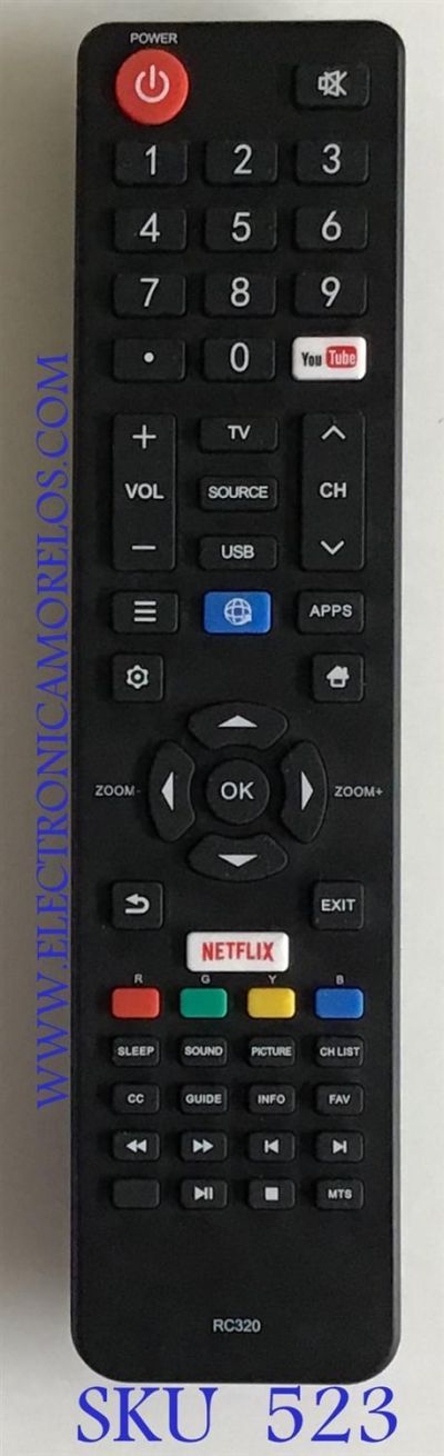CONTROL REMOTO ORIGINAL NUEVO JVC SMART TV / RC320 / 06-532W54-TY05XS / DH17122
